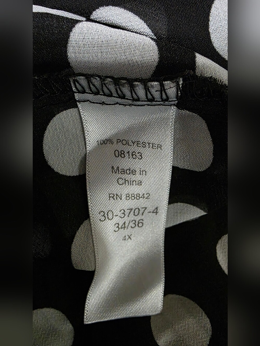 Woman Within Black White Polka Dot Studded V-Neck Pleated Bell Sleeves Size 4X - Picture 6 of 9